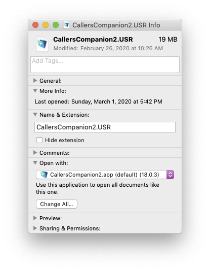 File > Get Info... dialog